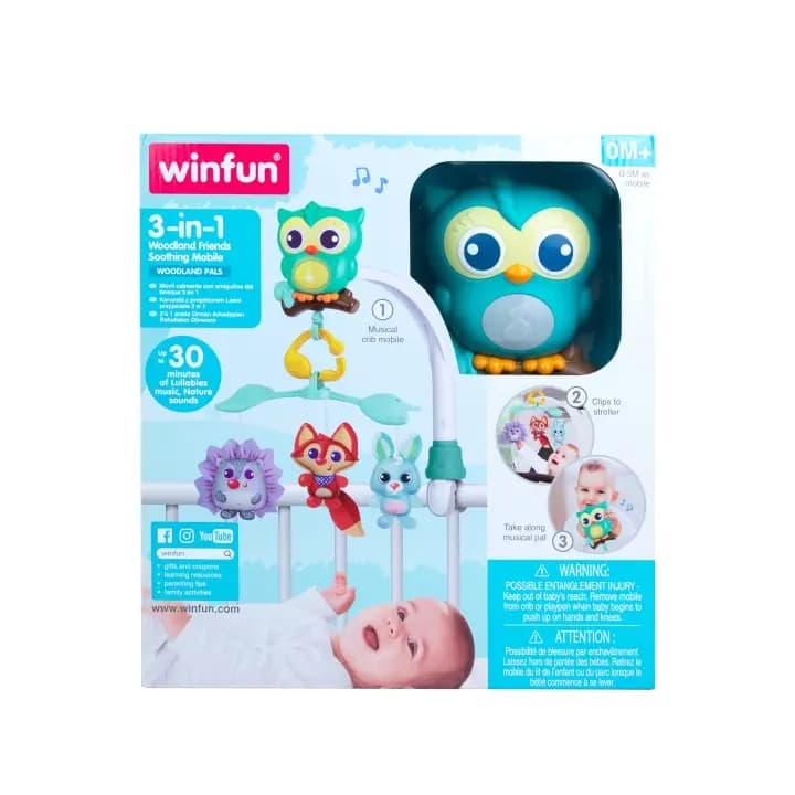 WINFUN – 3-in-1 Woodland Friends Soothing Mobile